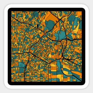 Los Angeles Map Pattern in Orange & Teal Sticker